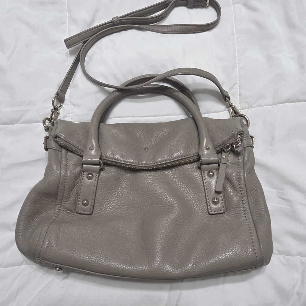 kate spade Taupe Leather Satchel in Neutral Taupe
